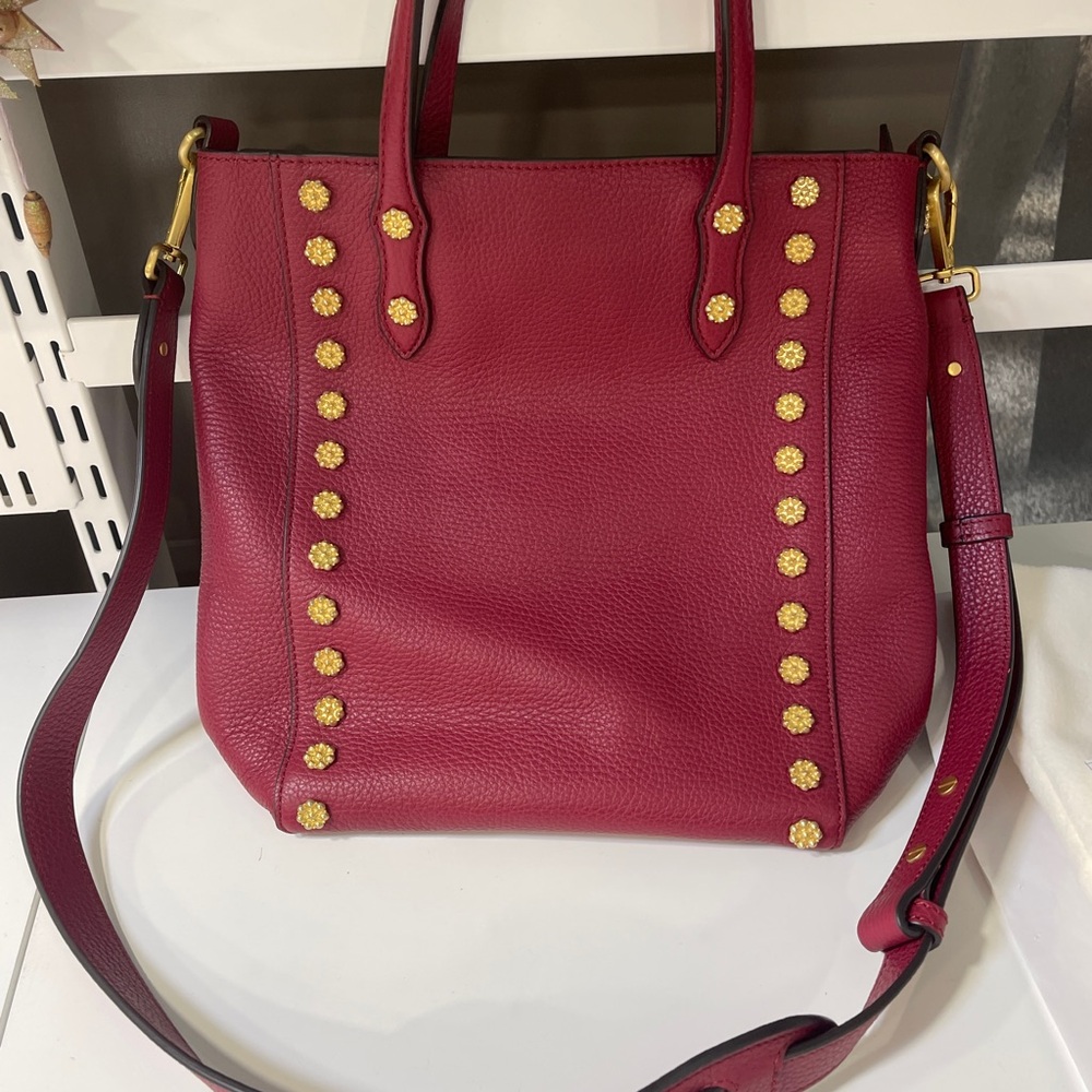 Annabel Ingall NEW Red and Gold Tote Bag with Leather Handles